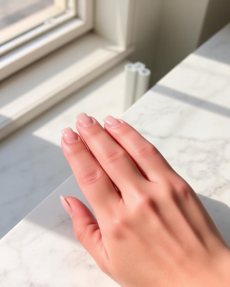 Nude gel polish on marble