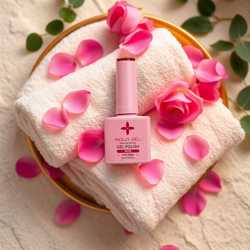 Rose petal pedicure flat lay